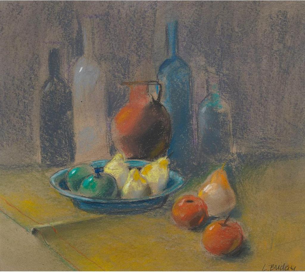 Laszlo Buday - Brown Jug With Bottles And Fruit