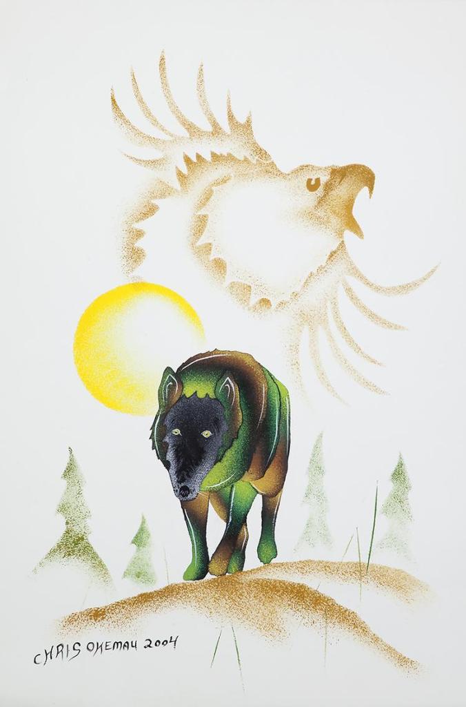 Chris Okemau - Untitled - Eagle and Wolf
