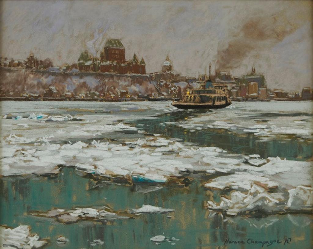 Horace Champagne (1937) - Winter Mist (Ferry Crossing to Quebec City from Levis)