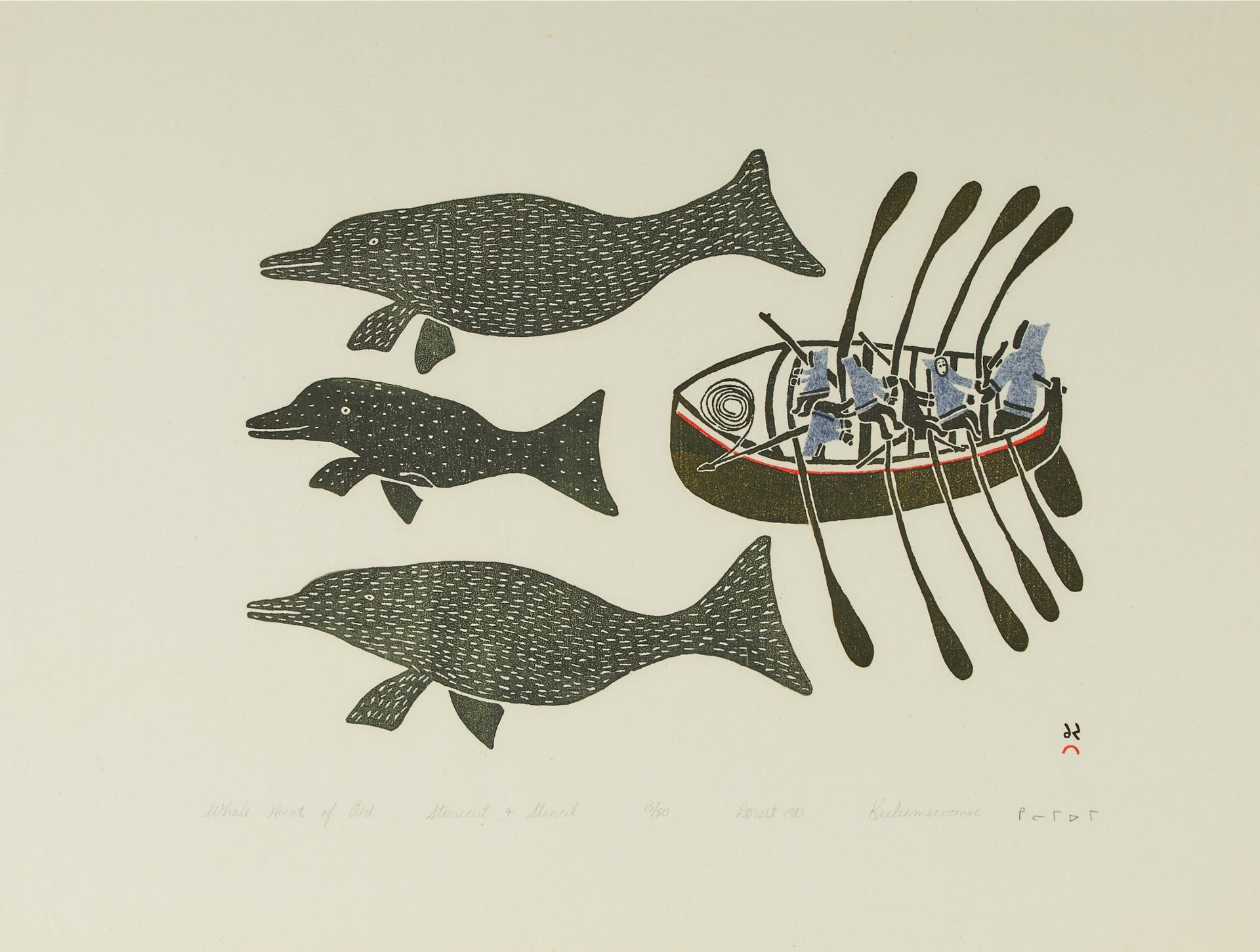 Keeleemeeoomee Samualie (1919-1983) - The Whale Hunt Of Old