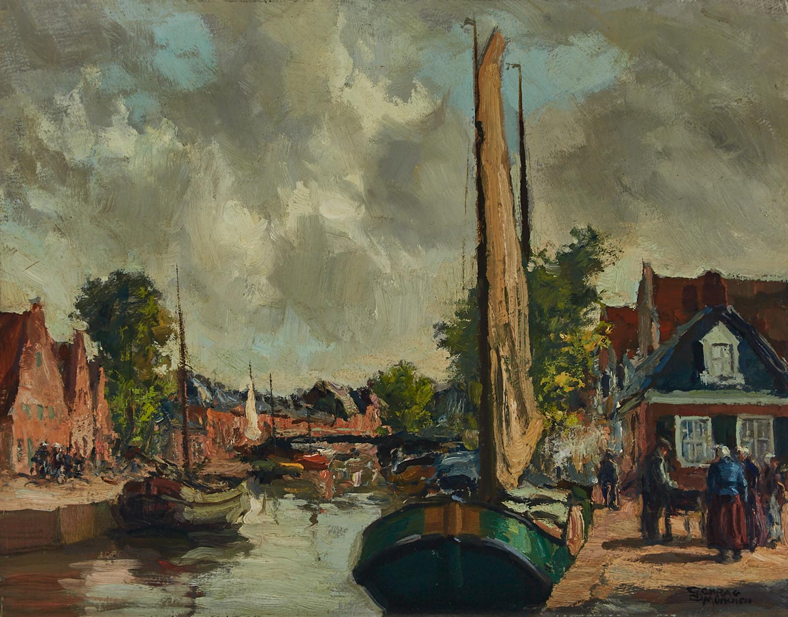 Julius Schrag (1864-1948) - Kanaal In Leeuwarden