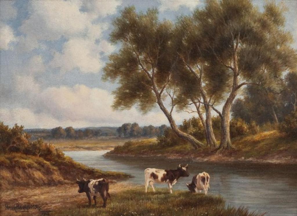 Henry Harold Vickers (1851-1918) - Cattle by a Stream