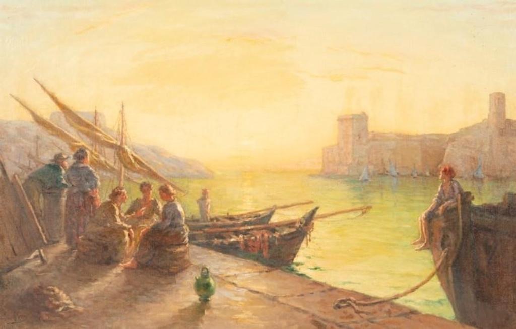 Etienne Joseph Mein (1865-1938) - Sunset on the Pier