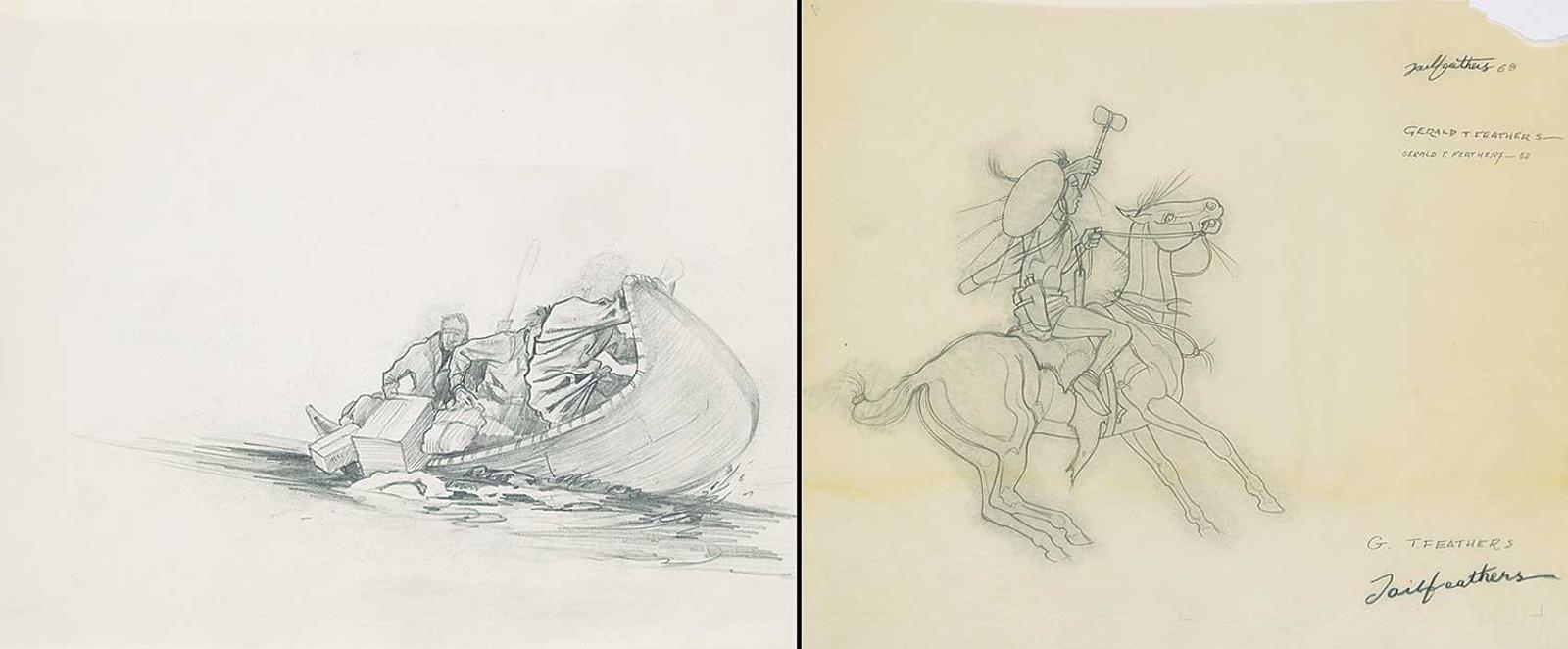 Gerald T. Tailfeathers (1925-1975) - Untitled - Two Sketches