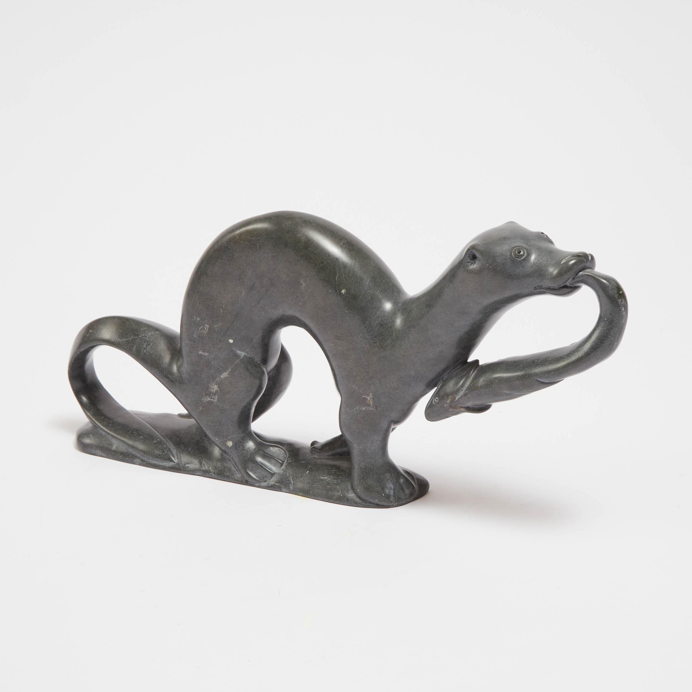 Jobie Ohaituk (1946) - Otter With Catch