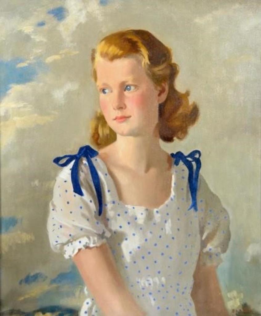 Archibald George Barnes (1887-1972) - Portrait of a Girl in a Polka Dot Dress