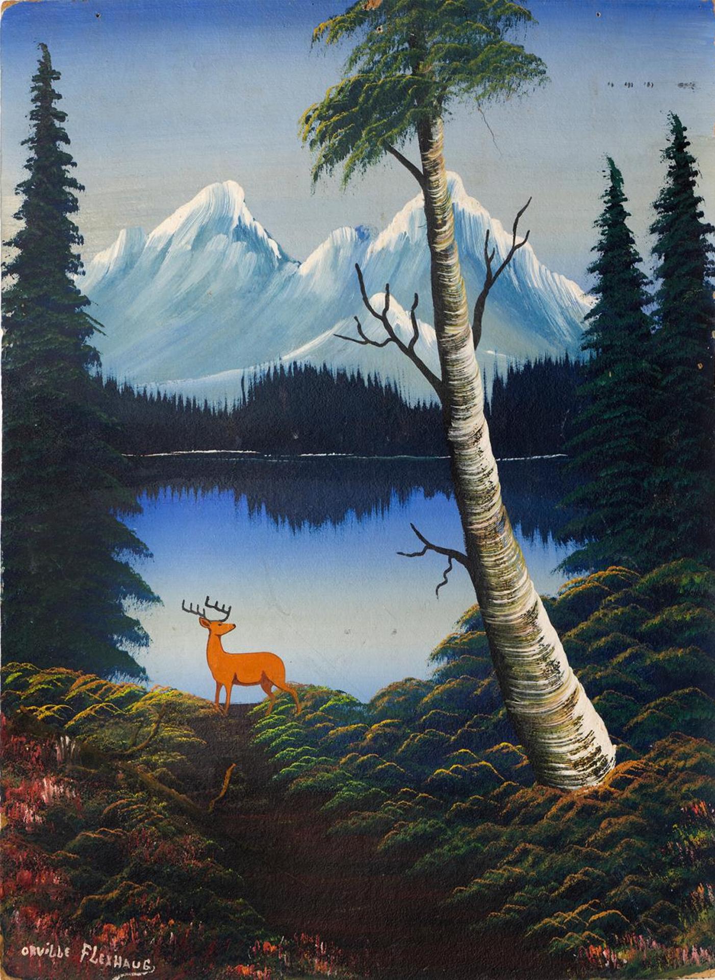 Orville Flexhaug - Untitled - Landscape With Elk