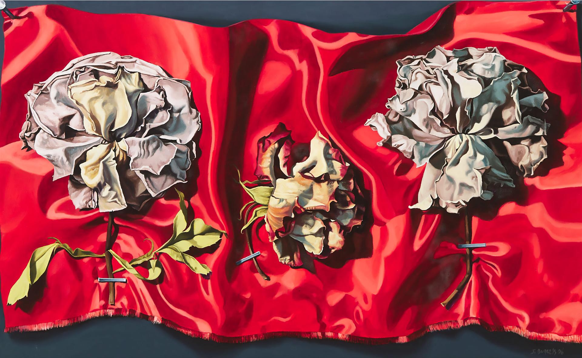 Jeff Burgess - Roses On Red Silk, 1996