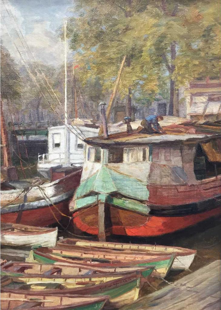 Gertrude Eleanor Spurr Cutts (1858-1941) - boats in harbour