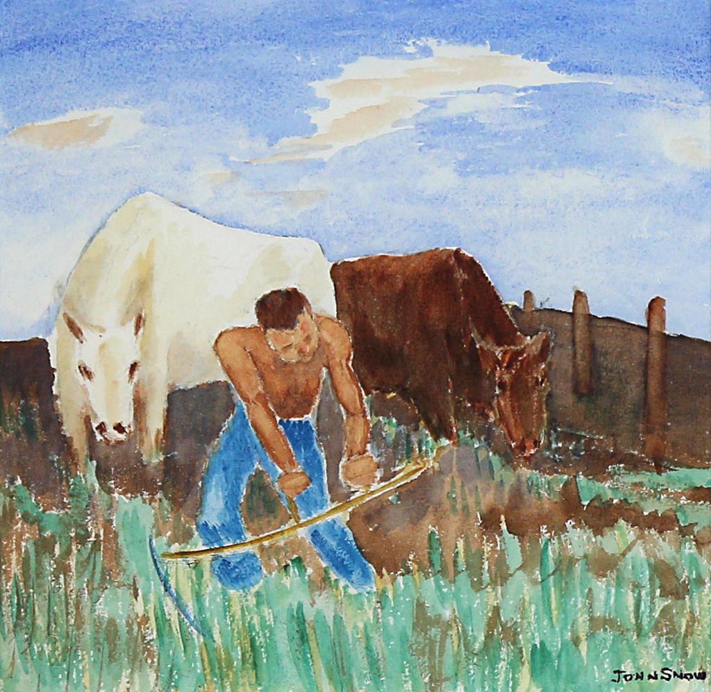 John Harold Thomas Snow (1911-2004) - Farmer Working The Field; 1947
