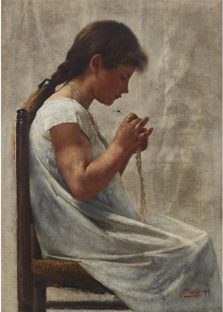 Frigyes Friedrich Miess (1854-1935) - Young Girl Making Lace, 1875