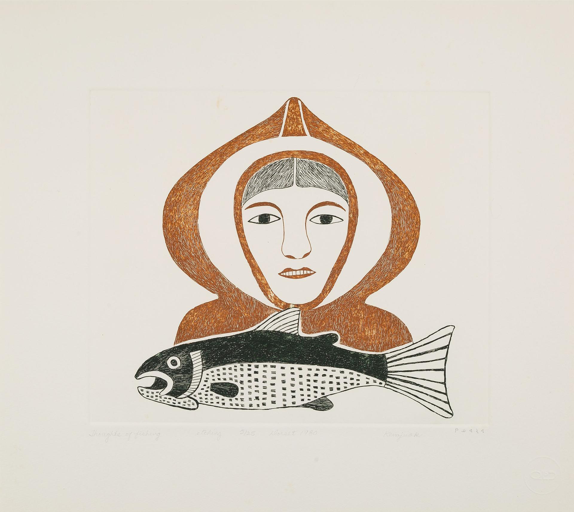 Kenojuak Ashevak (1927-2013) - Thoughts Of Fishing