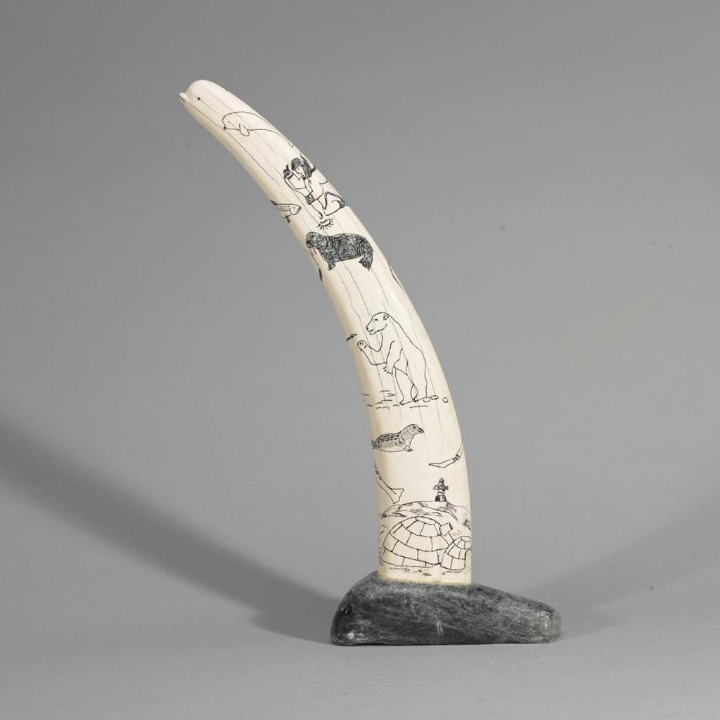 David Panneok (1948) - Etched Tusk With Narwhal Detail