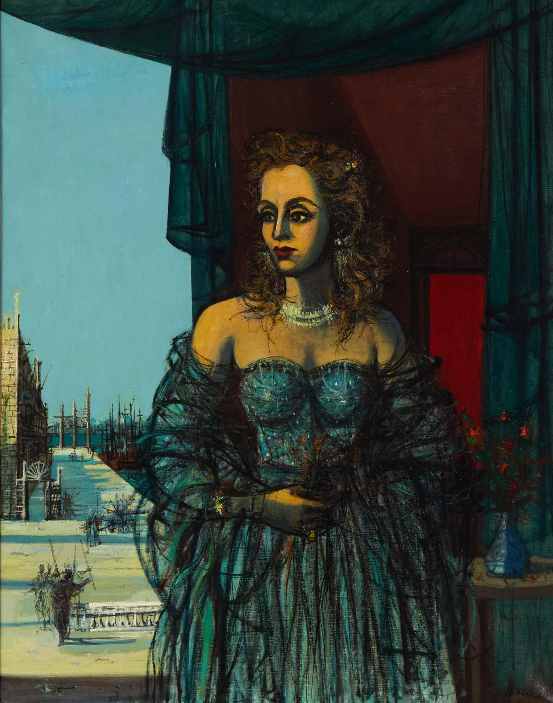 Jean Carzou (1907-2000) - Lady In A Blue Dress