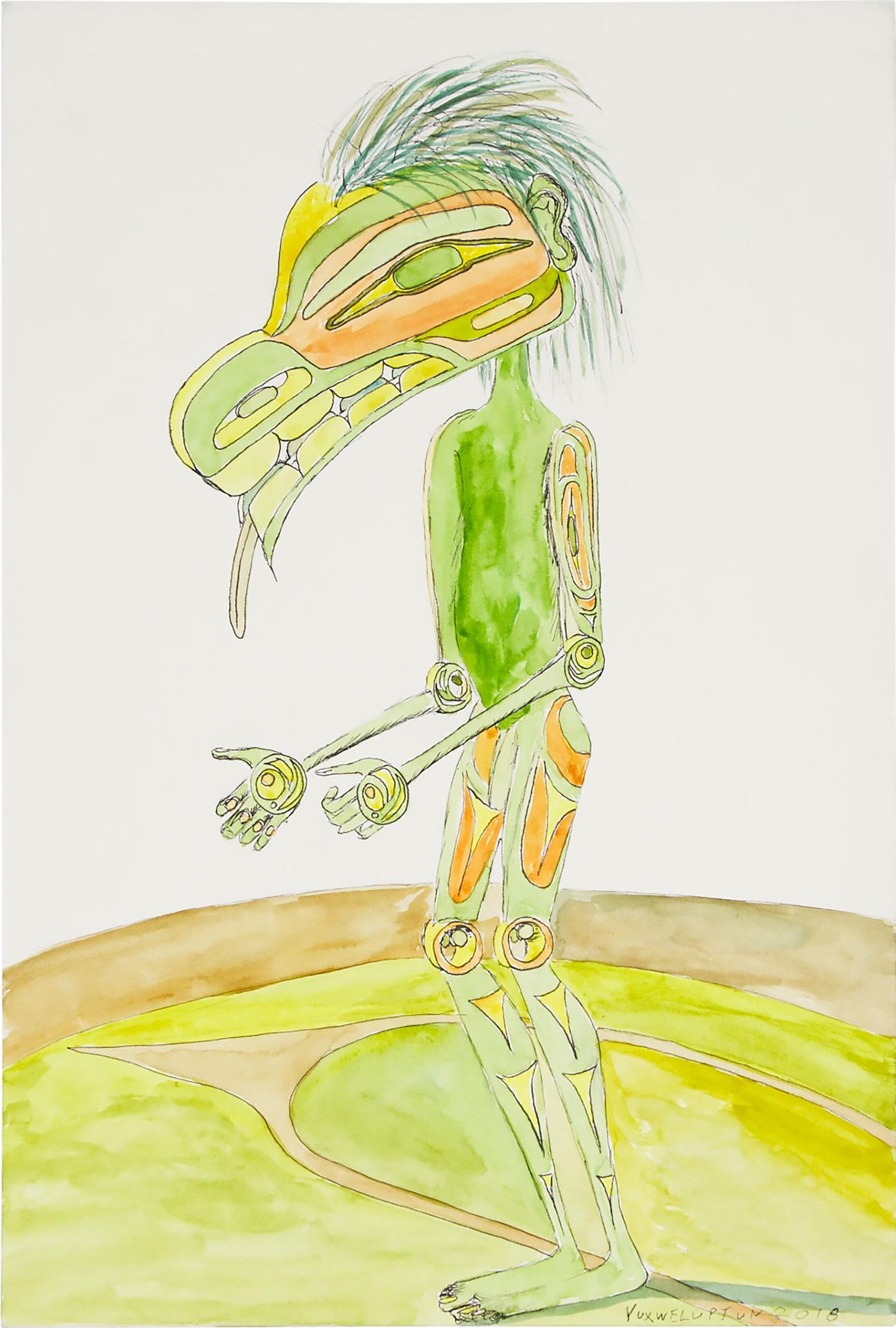 Lawrence Paul Yuxweluptun (1957) - Green Boy, Going Green, 2018