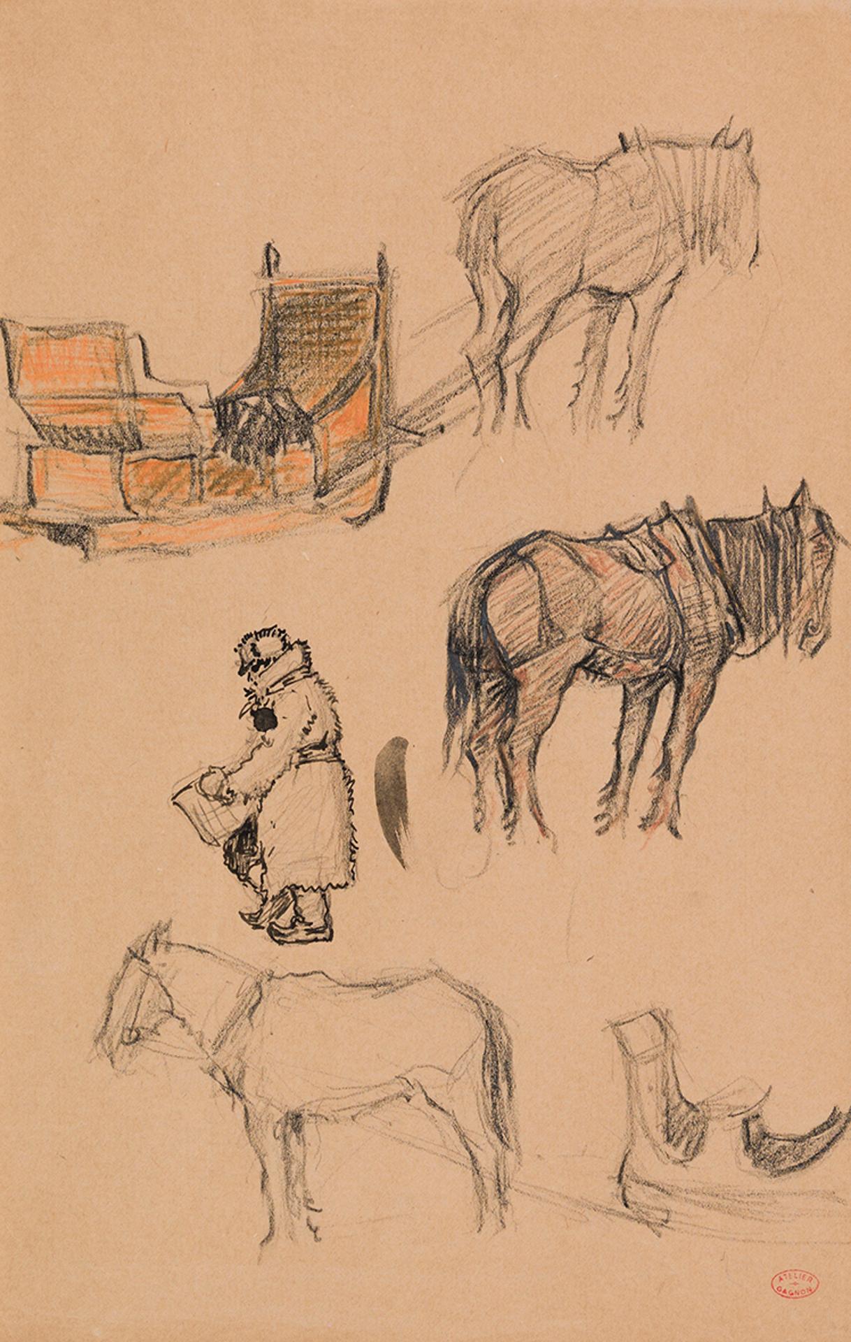 Clarence Alphonse Gagnon (1881-1942) - Étude de chevaux, Baie St. Paul