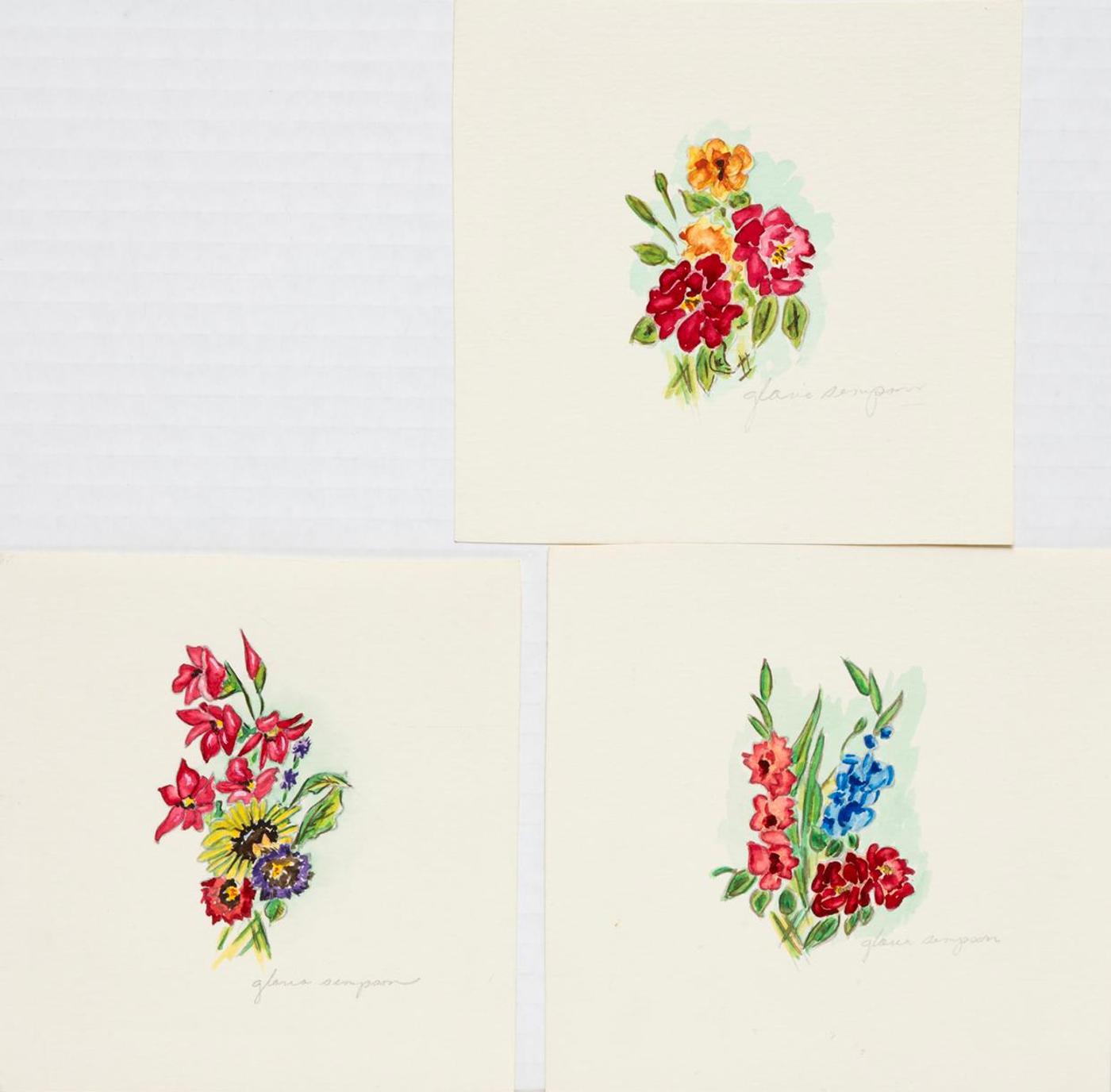 Gloria Simpson - Trio of Floral Sketches