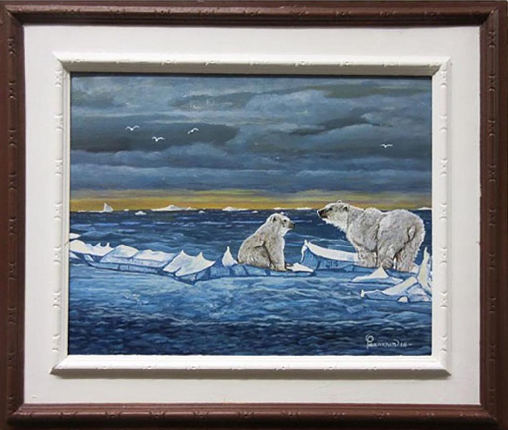 Robert Paananen (1934) - Polar Bear And Cub On An Ice Floe