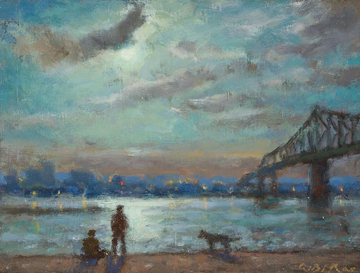 Antoine Bittar (1957) - Moon with the Jacques Cartier Bridge