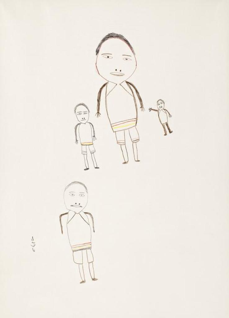 Luke H.Amitnaaq Anguhadluq (1895-1982) - Four Male Figures, c. 1969-70, graphite drawing