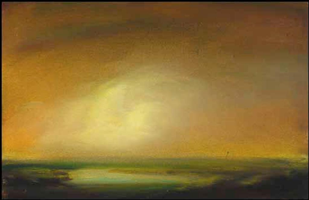 David Charles Bierk (1944-2002) - Orange Sky (warm), Green Hills, Study I