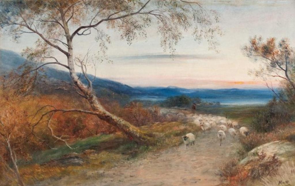 John MacWhirter (1839-1911) - Shepherd and Flock at Sunset