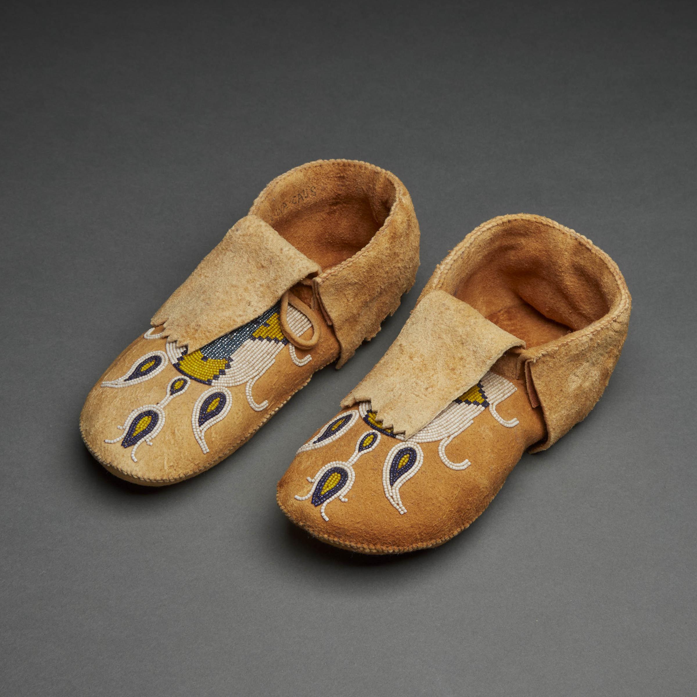 Gordon Six Pipe (Nightscout) - Moccasins Beaded With Floral And Geometric Design, Ca. 1980