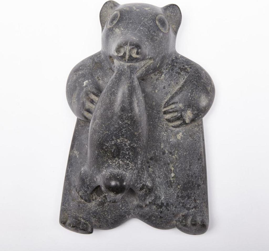 Niviaxie (1908-1959) - Reclined Polar Bear Cub Eating Seal