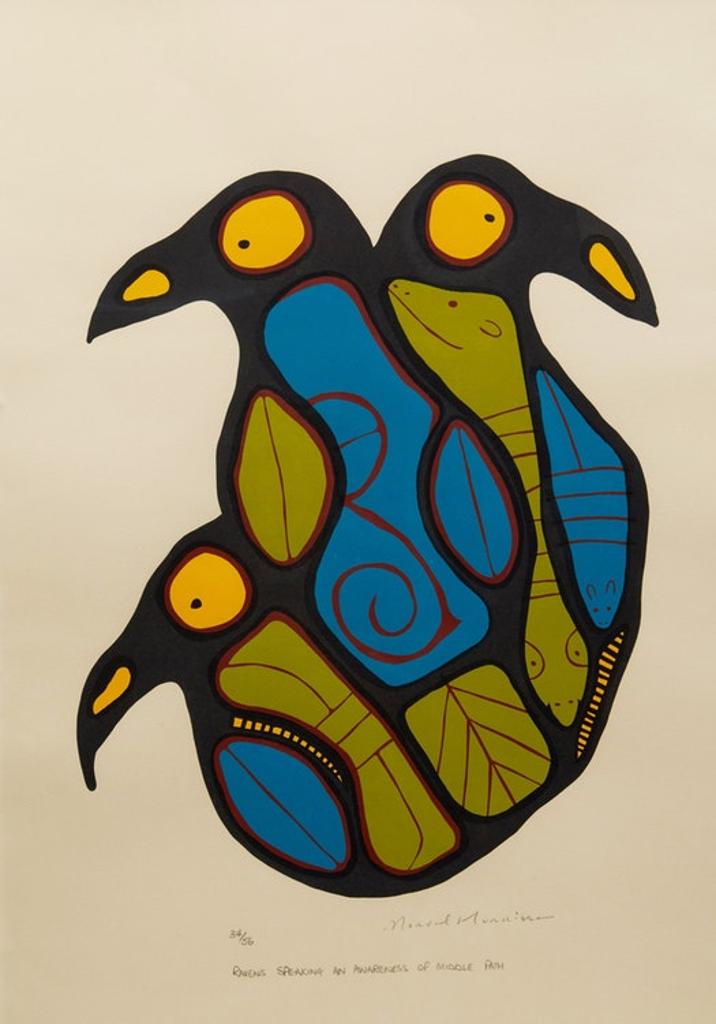 Norval H. Morrisseau (1931-2007) - Raven Speaking on Awareness of Middle Path
