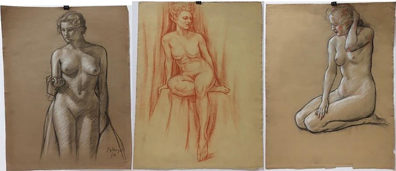 Stanley Gordon Moyer (1887-1968) - Standing Nude; Seated Nude; Kneeling Nude