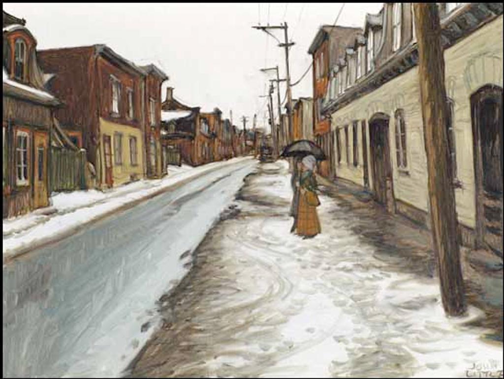 John Geoffrey Caruthers Little (1928-1984) - Une journée sombre de mars rue Christophe-Colombe, Québec