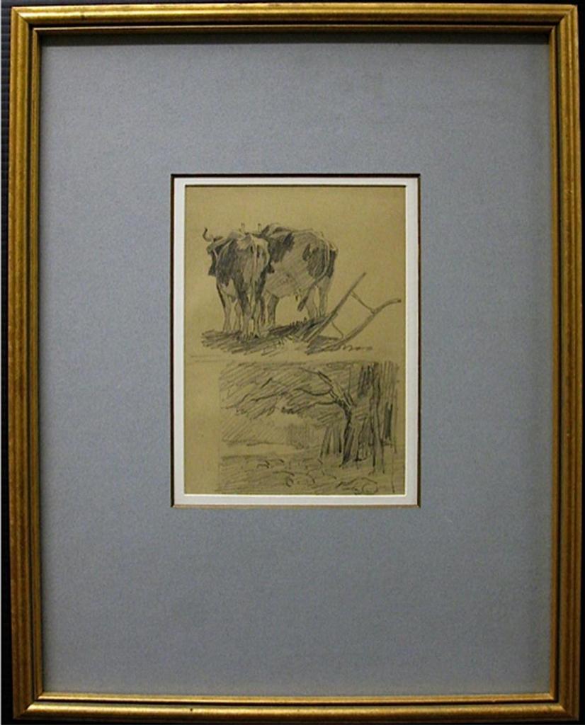 Horatio Walker (1858-1938) - Working Cattle & Landscape Study