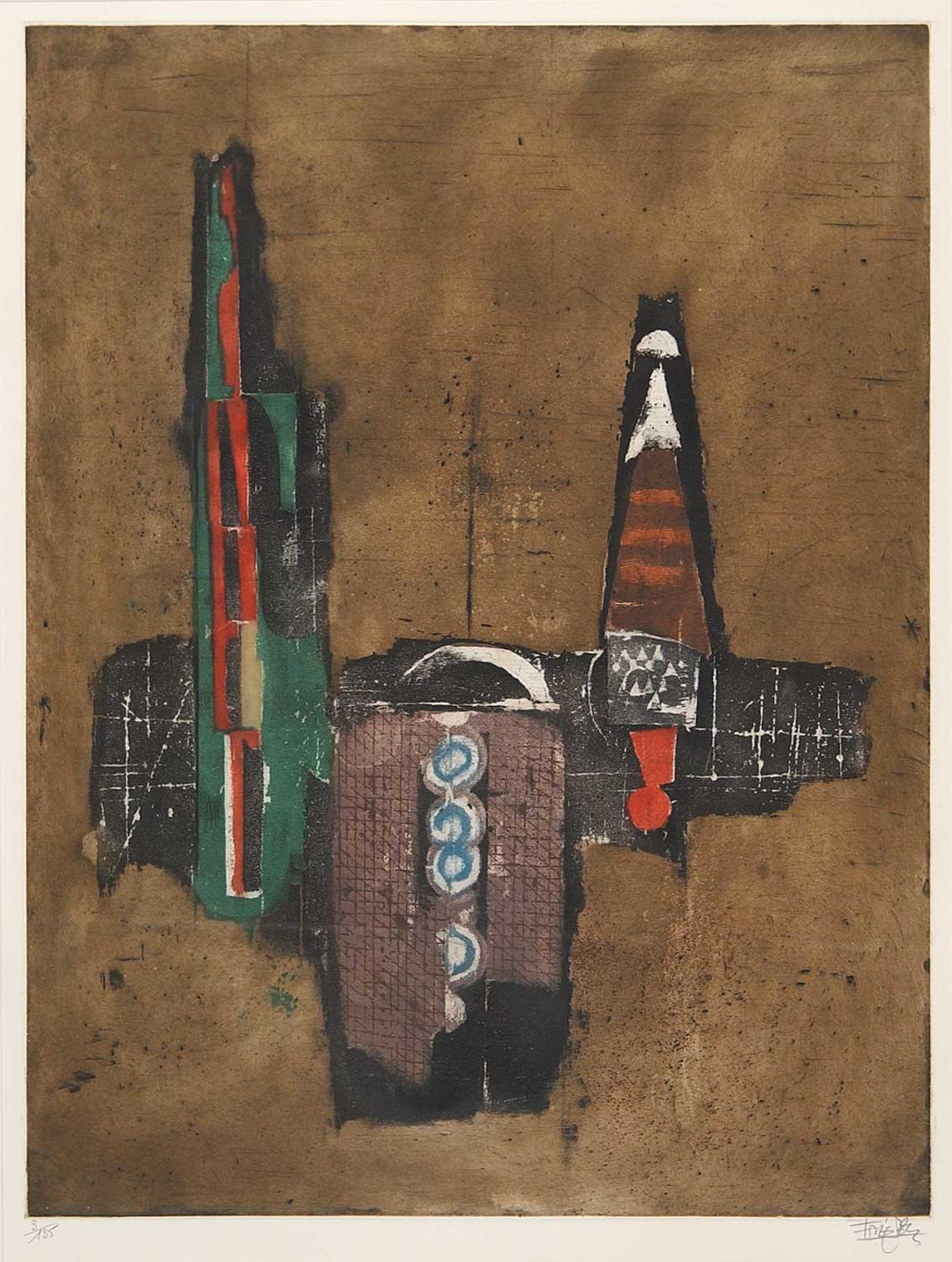 Johnny Friedlaender (1912-1992) - Untitled - Abstract in Brown, Green and Red  #3/35