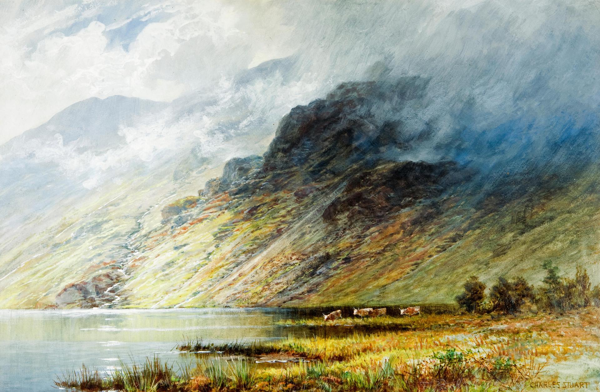 Charles Stuart - Cattle by the shores of a loch