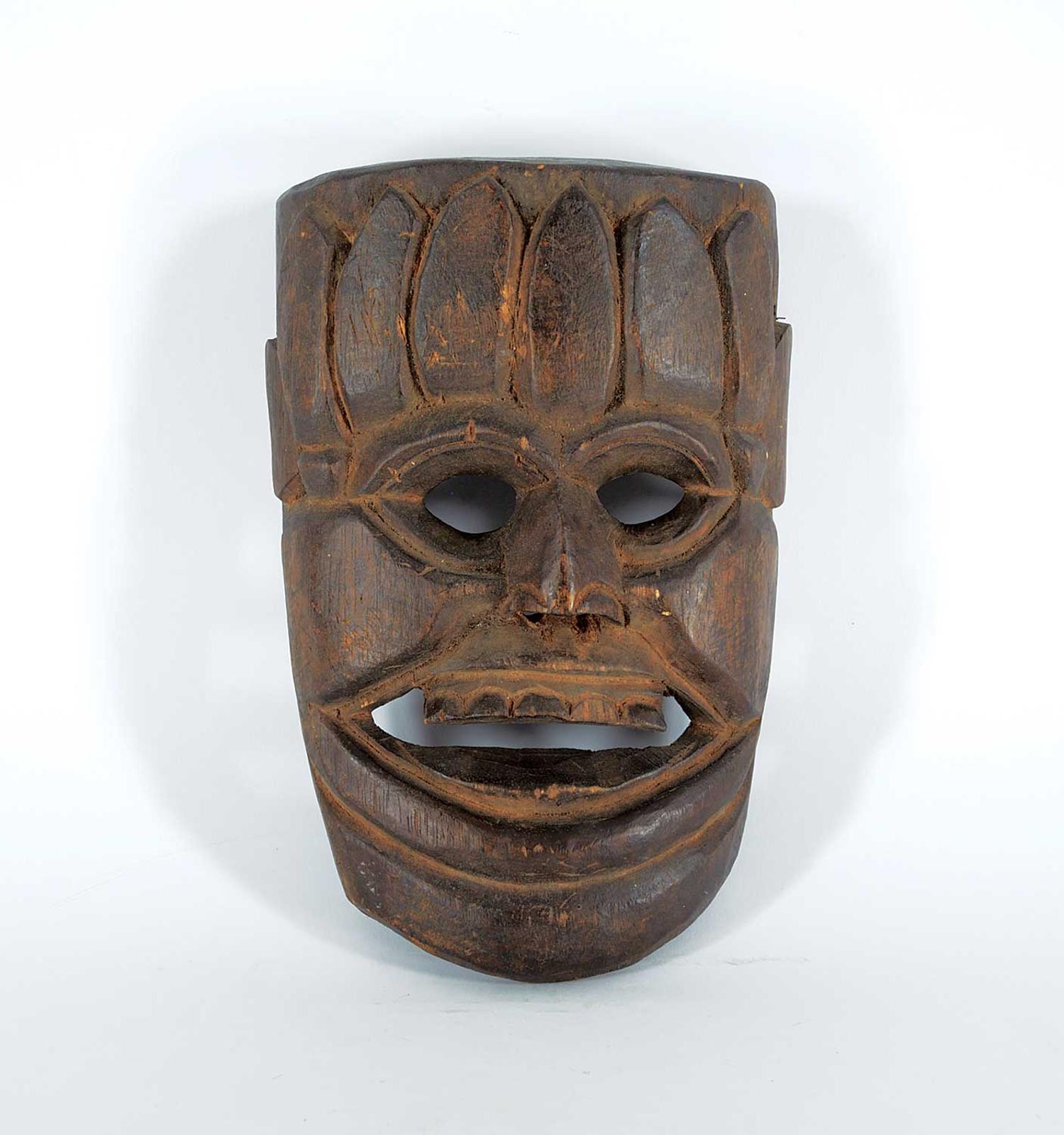 West Coast School - Untitled - Smiling Mask with Dark Wood