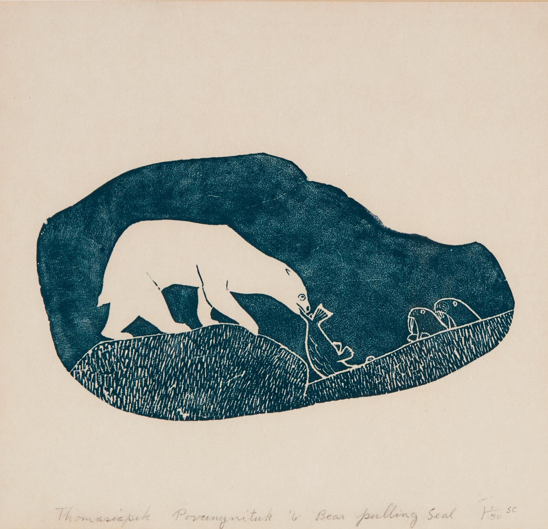 Thomassiapik Sivuarapik (1941-2009) - Bear Pulling Seal, 1961