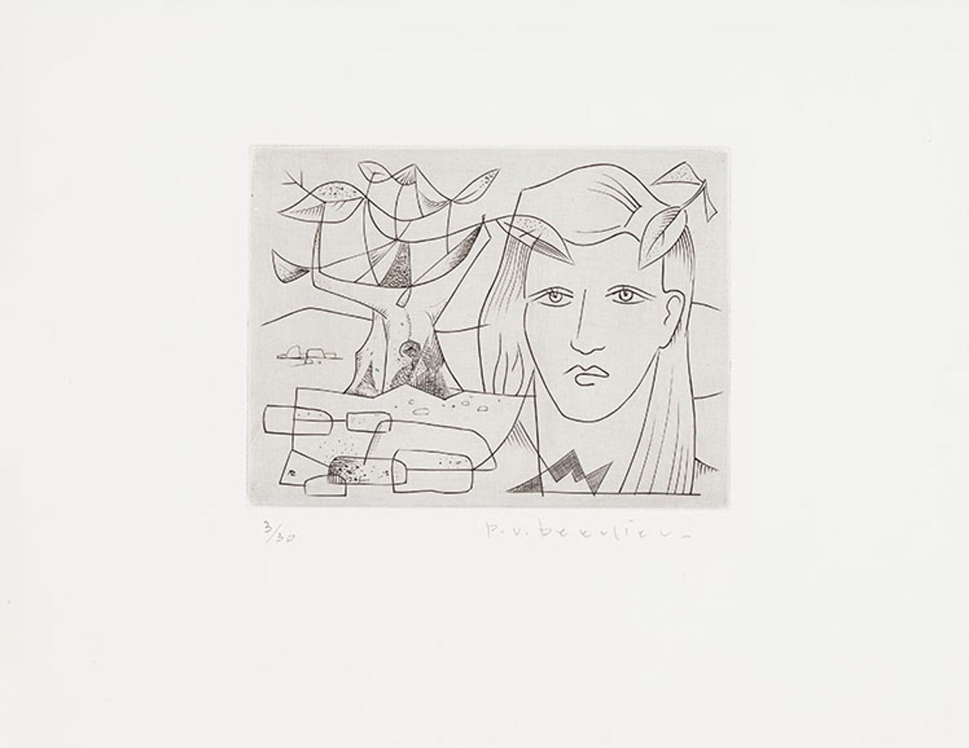 Paul Vanier Beaulieu (1910-1996) - Jeune femme et l'arbre