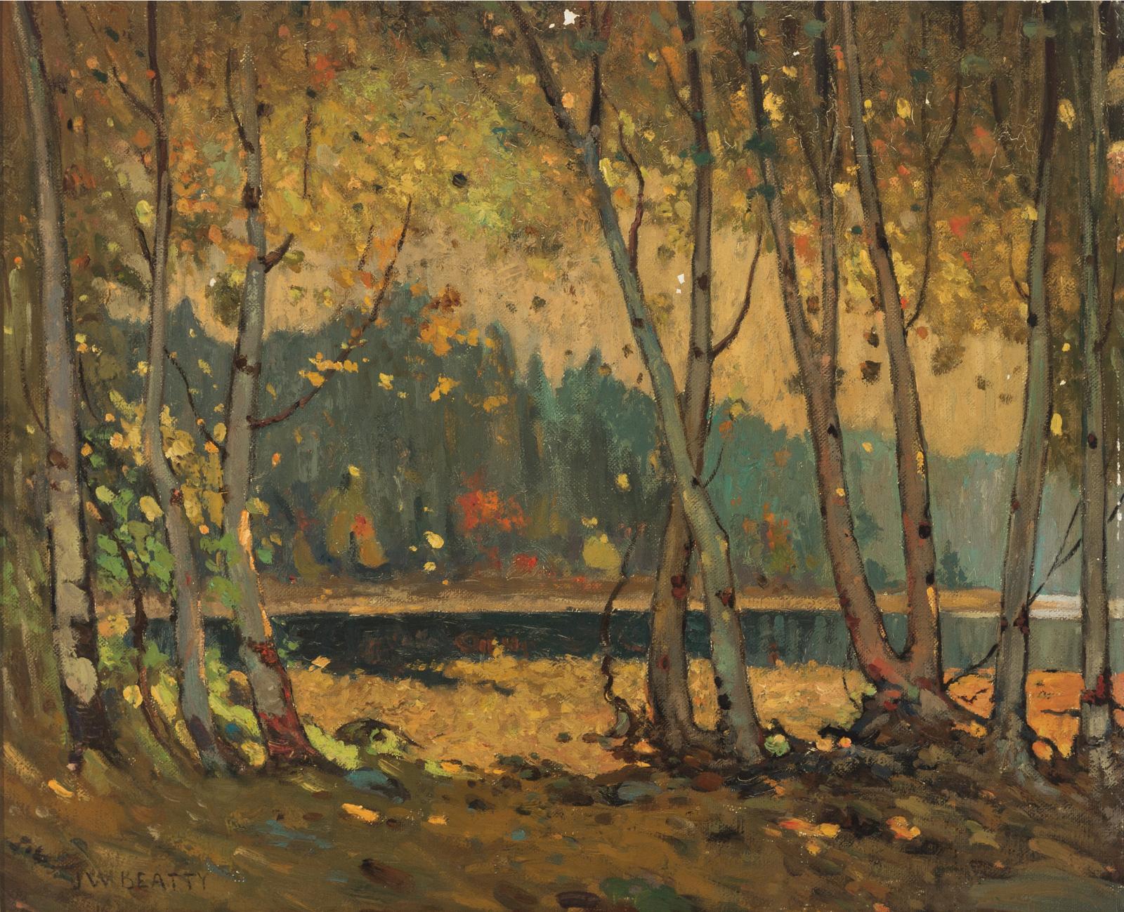 John William (J.W.) Beatty (1869-1941) - Lake With Screen Of Birch Trees