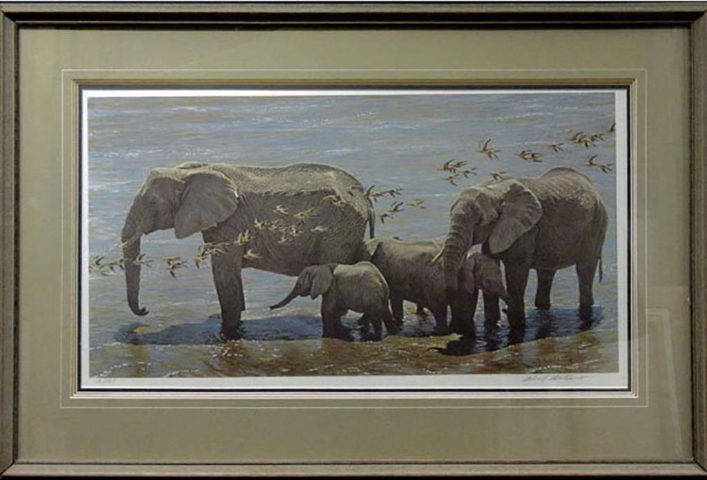 Robert Mclellan Bateman (1930-1922) - Elephant Herd And Sandgrouse