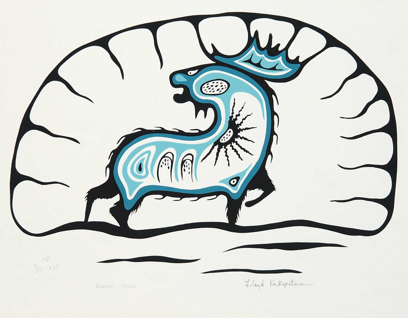 Lloyd Kakepetum (1958) - Running Moose  #A.P. 8/15 - 135