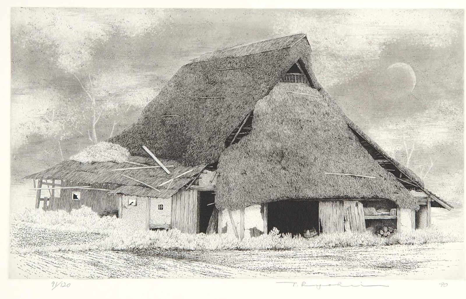 Ryohei Tanaka (1933) - Untitled - Thatched Roof at Dusk  #91/120