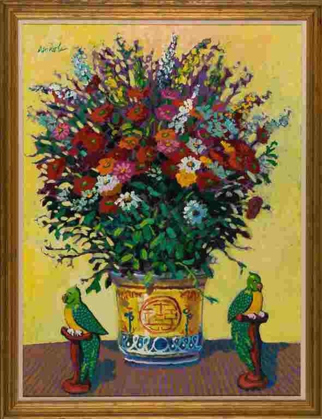 Dan Poole (1941) - Flowers and Parrots, 1989