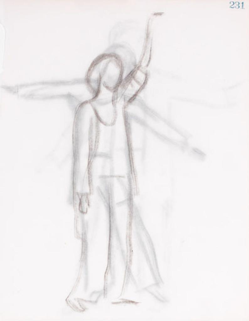 William Goodridge Roberts (1921-2001) - Standing Figure with One Raised Arm / Standing Figure with Raised Arms (verso)