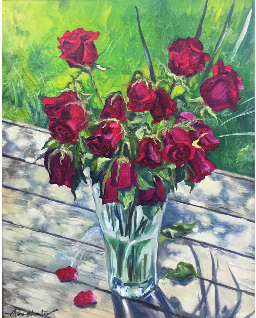 Alexander Perebatov (1954) - Still Life - Roses in a vase