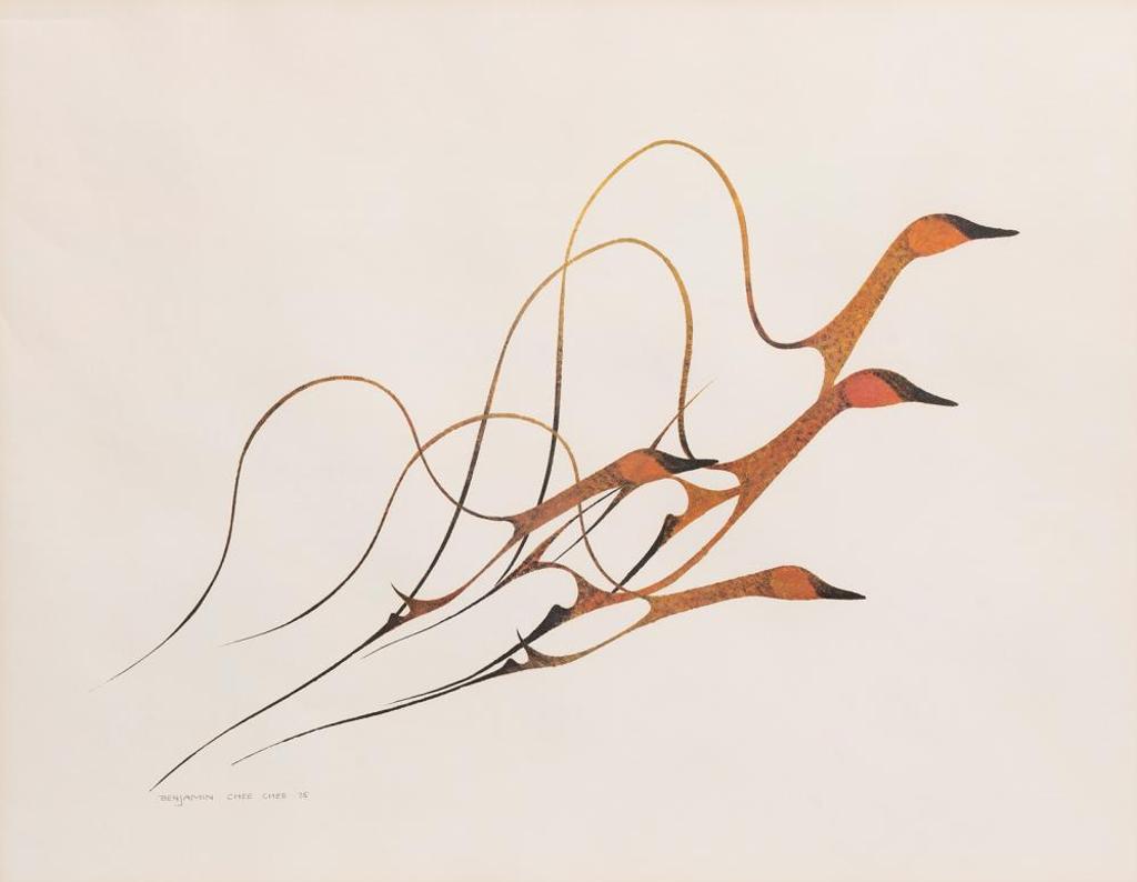Benjamin Chee Chee (1944-1977) - Untitled - Geese in Flight, Facing Righ