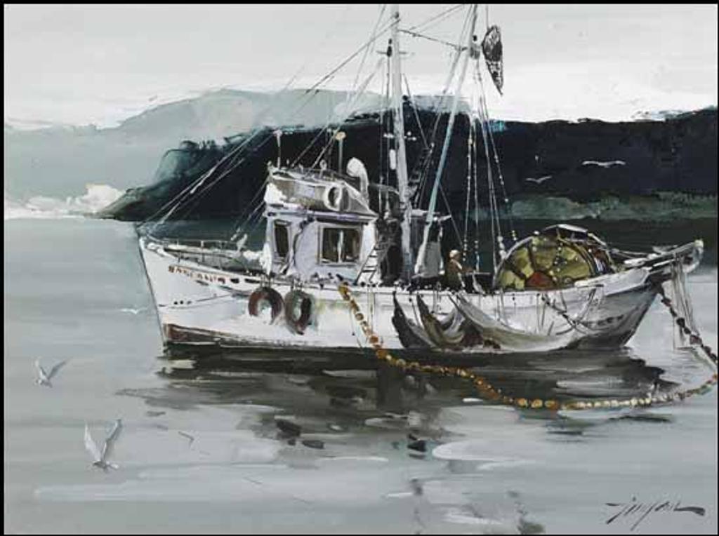 Tin Yan Chan (1942) - Fishing Boat and Seagulls