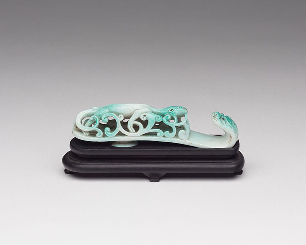 Chinese Art - An Unusual Chinese Imitation-Turquoise Porcelain 'Dragon' Belthook, 19th Century