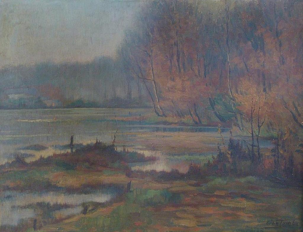 Leon Tombu (1866-1958) - Untitled- Autumnal impressionistic landscape scene