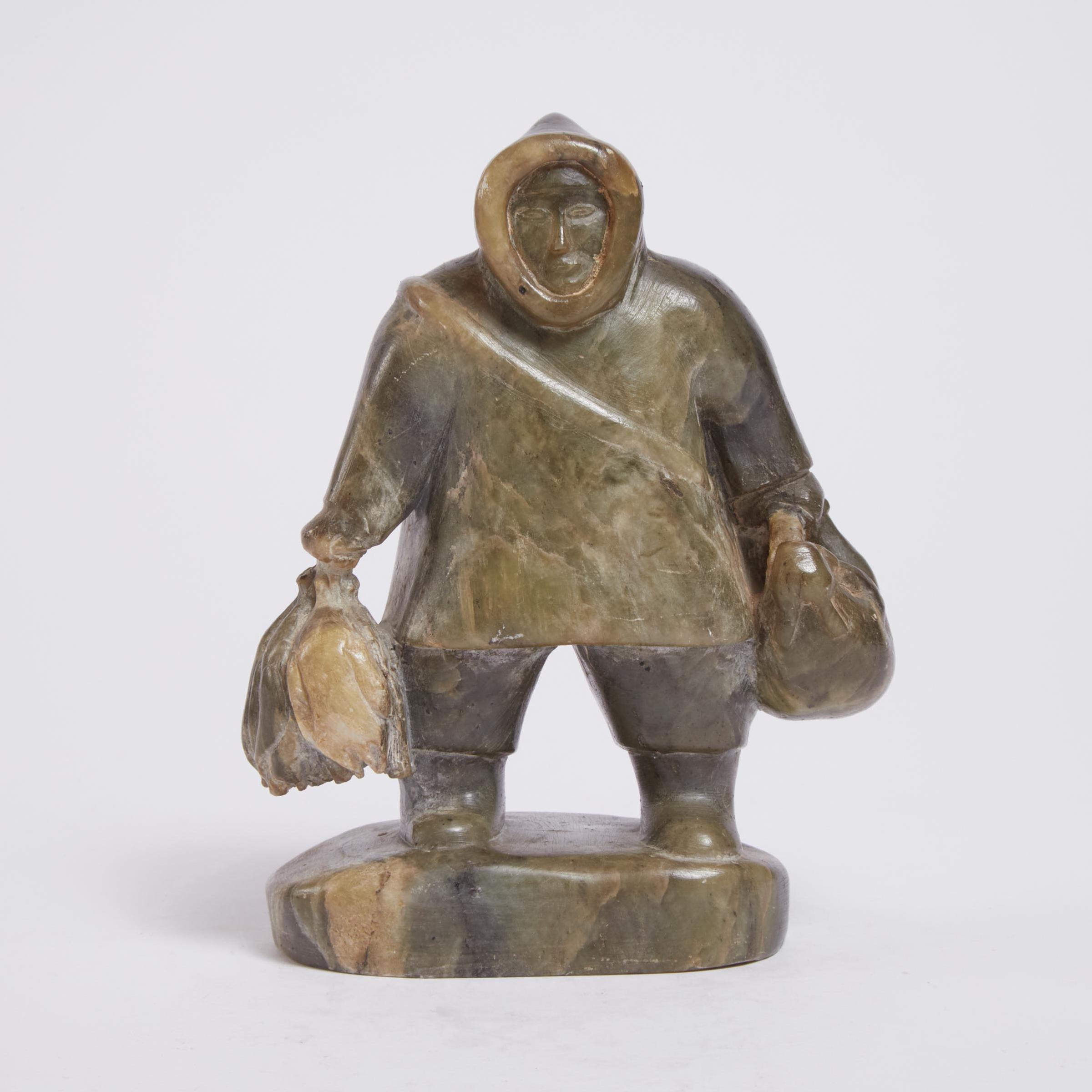 Simeonie Aqpik (1948) - Hunter With Fowl And Hare, Ca. 1970