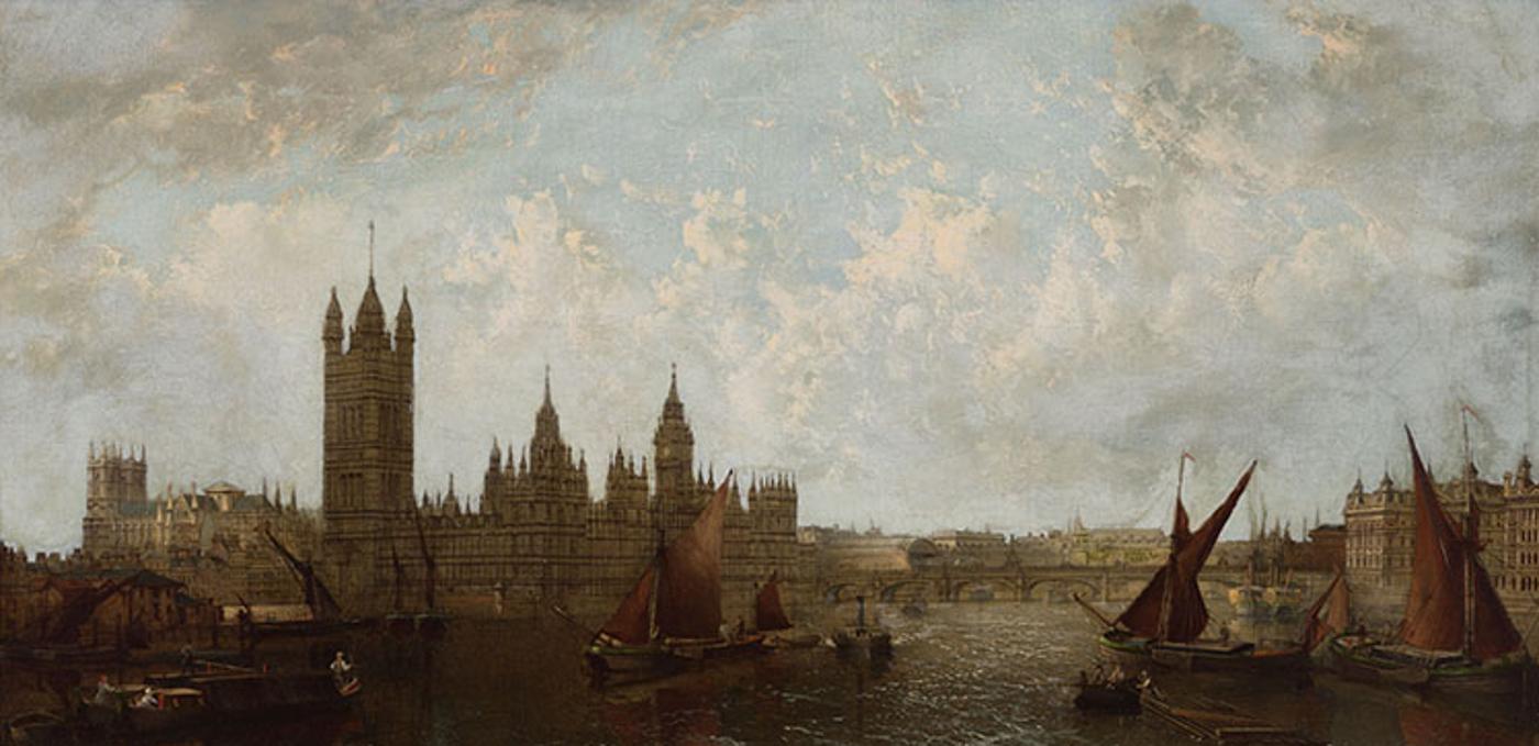 John MacVicar Anderson (1835-1915) - House of Parliament from the River Thames